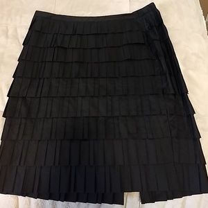 Black layered silk skirt